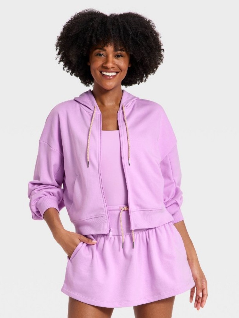 Women's French Terry Full Zip Sweatshirt-All In Motion-Light Violet